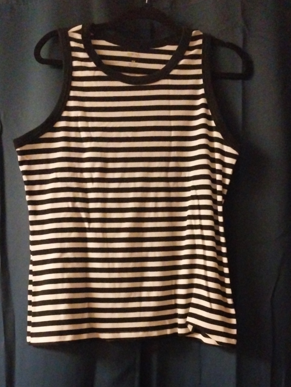 Black and White Striped Sleeveless Tank Top